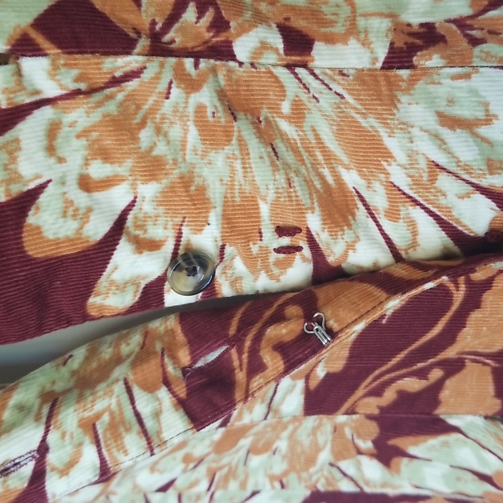 Free People Shasta Print Corduroy Shortsleeve Jumpsuit Floral Back Out Wide Leg - Picture 7 of 17
